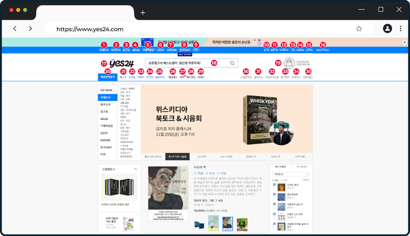 Yes24_menu